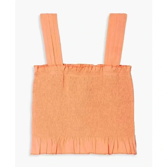 NWT SOLID & STRIPED Phoebe cropped shirred cotton tank top peach S - Picture 3 of 7